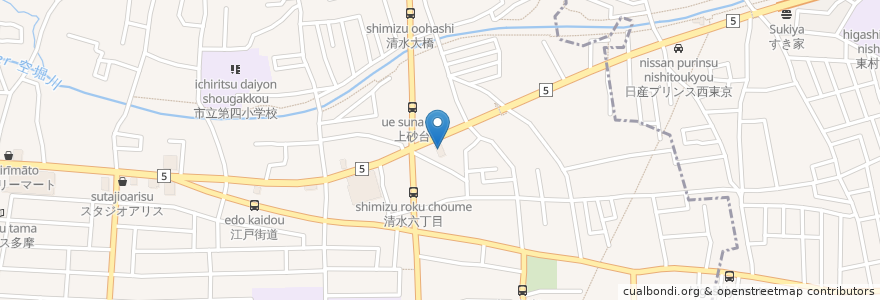 Mapa de ubicacion de マクドナルド 東大和清水店 (McDonald's)) en 日本, 東京都, 東大和市.