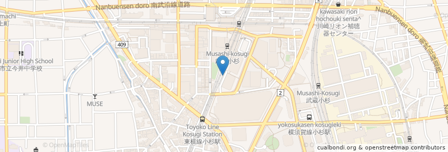 Mapa de ubicacion de FRESHNESS BURGER en Japan, Präfektur Kanagawa, 川崎市, 中原区.