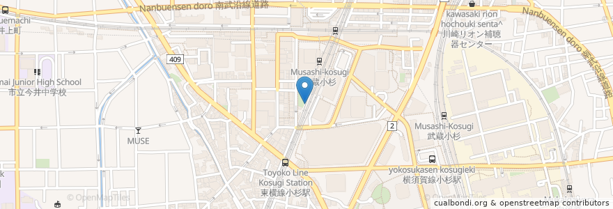 Mapa de ubicacion de ケンタッキーフライドチキン en Japon, Préfecture De Kanagawa, Kawasaki, 中原区.