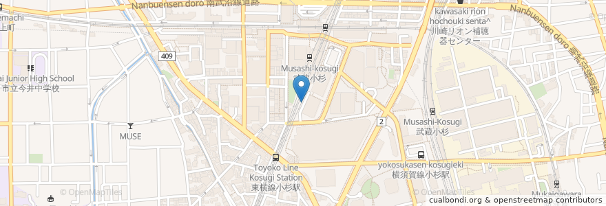 Mapa de ubicacion de かつくら en Japan, 神奈川県, 川崎市, 中原区.