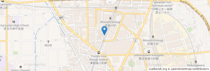 Mapa de ubicacion de 築地銀だこ en 日本, 神奈川県, 川崎市, 中原区.
