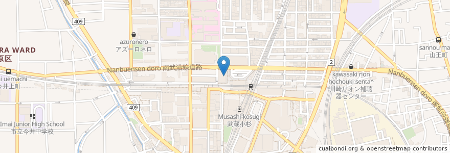Mapa de ubicacion de エクセルシオール カフェ en 日本, 神奈川県, 川崎市, 中原区.