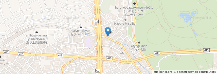 Mapa de ubicacion de 八幡そば en Jepun, 東京都, 渋谷区.