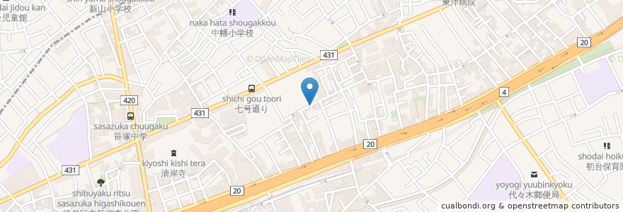 Mapa de ubicacion de 珈琲 カンタータ en 日本, 東京都, 渋谷区.