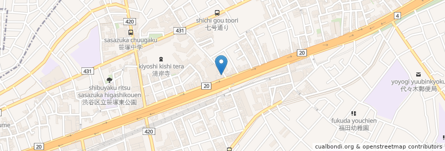 Mapa de ubicacion de PONすけ en Japão, Tóquio, 渋谷区.