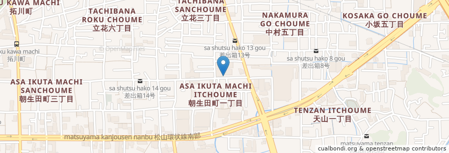 Mapa de ubicacion de 差出箱1号丸型 en 日本, 愛媛県, 松山市.