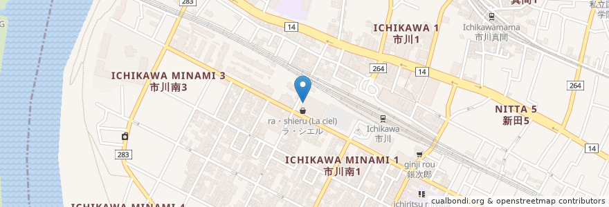 Mapa de ubicacion de 重よし en Japan, Präfektur Chiba, 市川市.