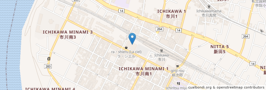 Mapa de ubicacion de ナビパーク en 日本, 千葉県, 市川市.