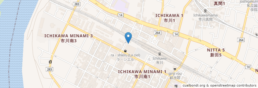 Mapa de ubicacion de タイムズ en Japón, Prefectura De Chiba, 市川市.