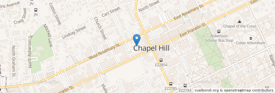 Mapa de ubicacion de He's Not Here en Amerika Syarikat, Carolina Utara, Orange County, Chapel Hill.