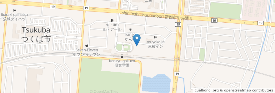 Mapa de ubicacion de 研究学園歯科 en 일본, 이바라키현, つくば市.