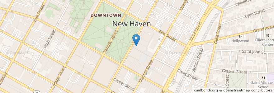Mapa de ubicacion de Bank of America en 미국, 코네티컷, New Haven County, New Haven.