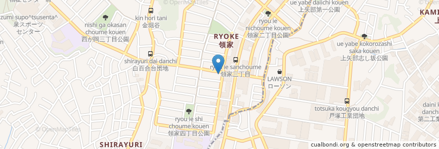 Mapa de ubicacion de 栄華楼 en Japón, Prefectura De Kanagawa, Yokohama, 泉区, 戸塚区.