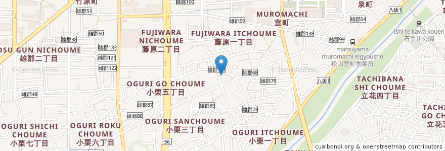 Mapa de ubicacion de 松山小栗町郵便局 en Jepun, 愛媛県, 松山市.
