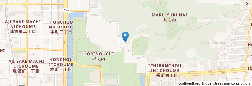 Mapa de ubicacion de 二之丸史跡庭園 en Japan, Präfektur Ehime, 松山市.