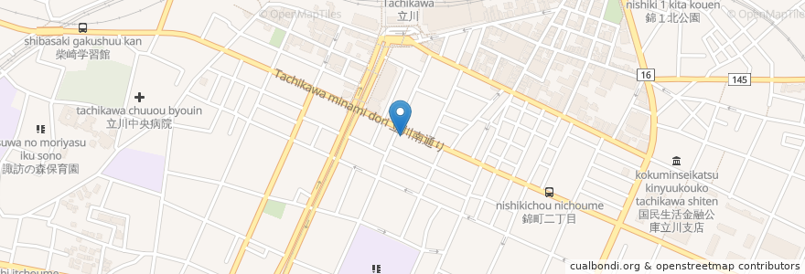 Mapa de ubicacion de 東日本銀行 en Jepun, 東京都, 立川市.
