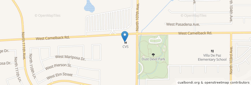 Mapa de ubicacion de CVS Pharmacy en Stati Uniti D'America, Arizona, Maricopa County, Phoenix.