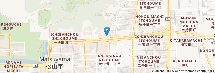 Mapa de ubicacion de 愛媛銀行 大街道支店 en Japonya, 愛媛県, 松山市.
