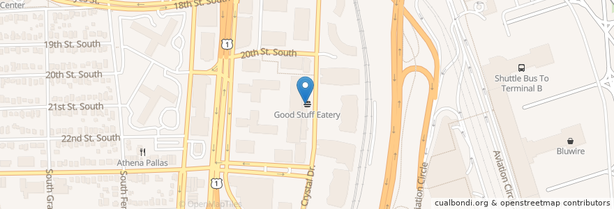 Mapa de ubicacion de Good Stuff Eatery en الولايات المتّحدة الأمريكيّة, فيرجينيا, Arlington County, Arlington.