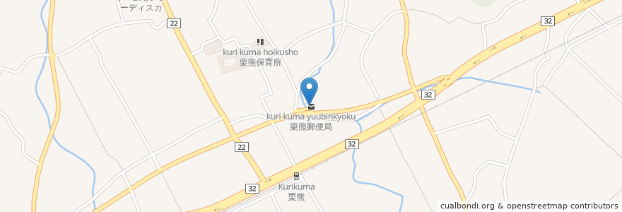 Mapa de ubicacion de 栗熊郵便局 en ژاپن, 香川県, 丸亀市.