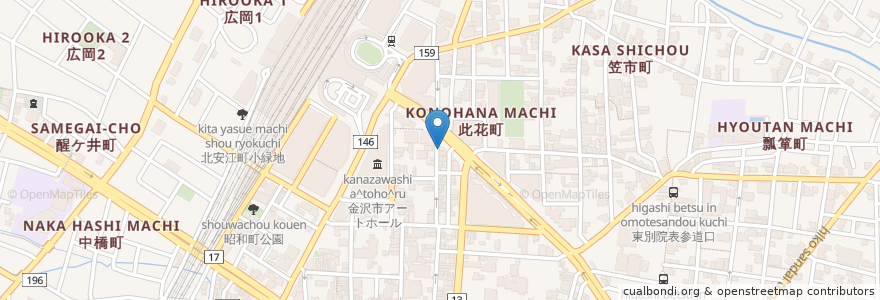 Mapa de ubicacion de 高崎屋 en Japan, 石川県, 金沢市.