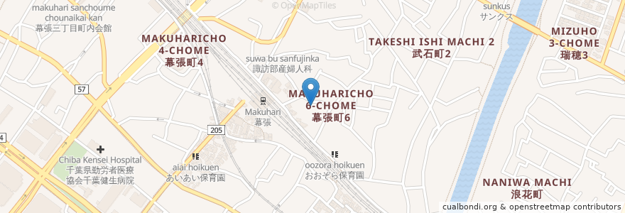 Mapa de ubicacion de 歯科 袖ヶ浦 en Japonya, 千葉県, 千葉市, 花見川区.
