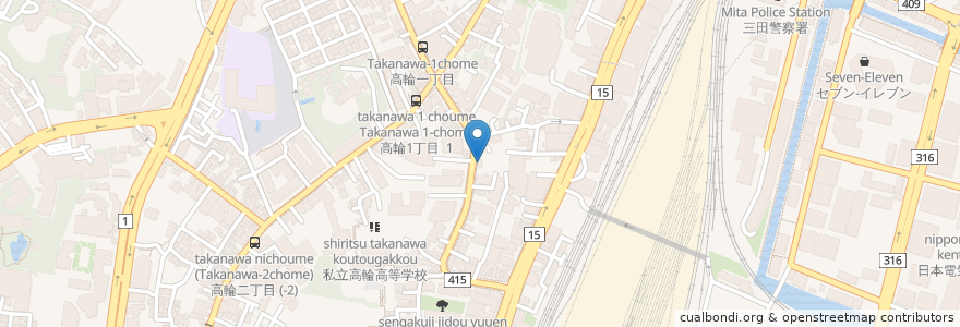 Mapa de ubicacion de 高輪歯科 en Japón, Tokio, Minato.