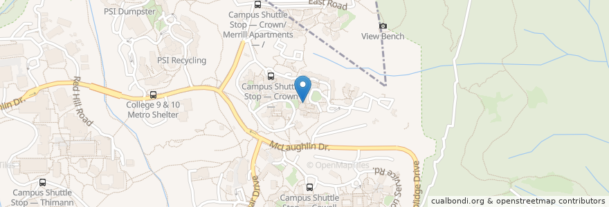Mapa de ubicacion de Merrill Academic Building en Amerika Birleşik Devletleri, Kaliforniya, Santa Cruz County, Santa Cruz.