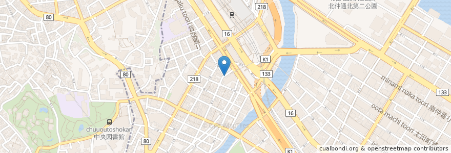 Mapa de ubicacion de Paradee en Japonya, 神奈川県, 横浜市, 中区, 西区.