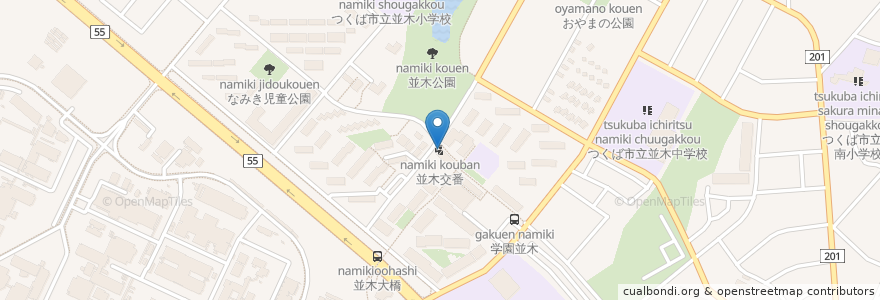 Mapa de ubicacion de 並木交番 en Japan, Ibaraki Prefecture, Tsukuba.