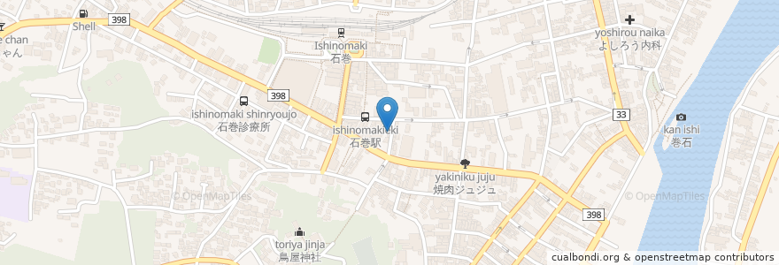 Mapa de ubicacion de 豊川稲荷 en Giappone, 宮城県, 石巻市.