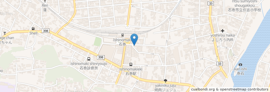 Mapa de ubicacion de 牛匠 仁や en Japan, Miyagi Prefecture, Ishinomaki.