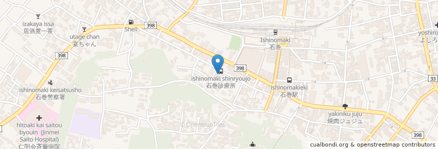 Mapa de ubicacion de 石巻診療所 en Japan, Miyagi Prefecture, Ishinomaki.