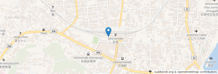 Mapa de ubicacion de JR駅レンタカー 石巻営業所 en Japón, Prefectura De Miyagi, 石巻市.