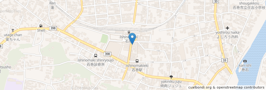 Mapa de ubicacion de たこ焼 くるるん en Япония, Мияги, 石巻市.