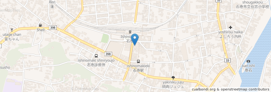 Mapa de ubicacion de 網元 上の家 en Japan, Präfektur Miyagi, 石巻市.