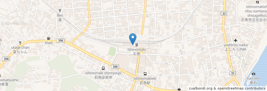 Mapa de ubicacion de マンガッタンカフェ・えき en اليابان, 宮城県, 石巻市.