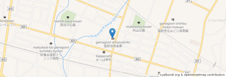 Mapa de ubicacion de 蒲郡信用金庫 en Japão, 愛知県, 蒲郡市.