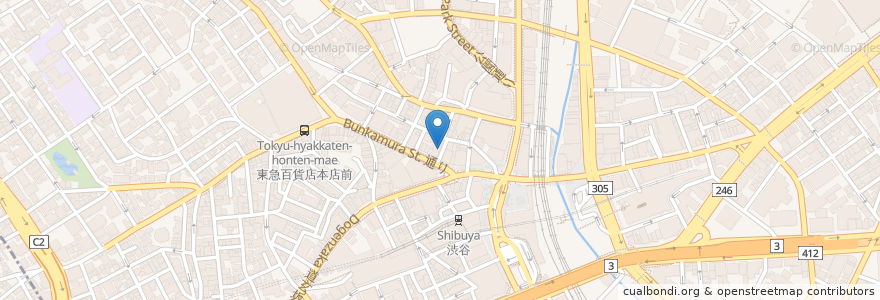 Mapa de ubicacion de もつ楽 en Jepun, 東京都, 渋谷区.
