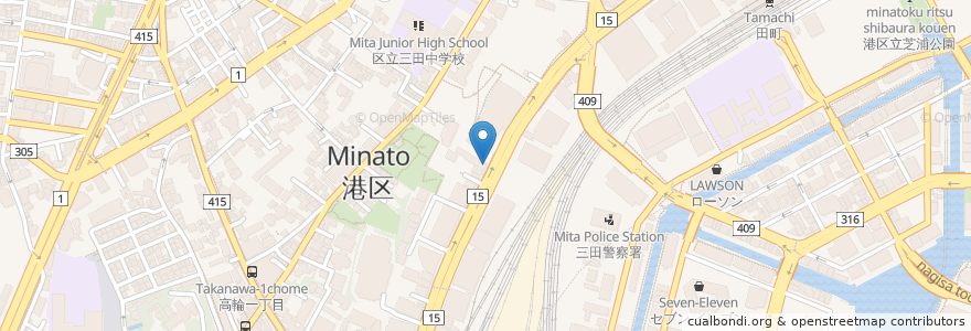 Mapa de ubicacion de ゆで太郎 en Giappone, Tokyo, Minato.