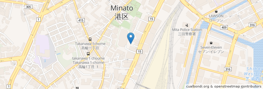 Mapa de ubicacion de 成覚寺 en اليابان, 東京都, 港区.