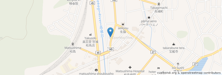 Mapa de ubicacion de 日権現 en Japón, Prefectura De Miyagi, 宮城郡, 松島町.