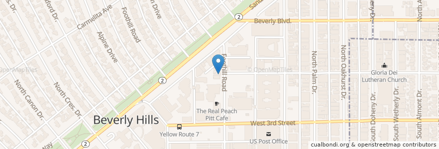 Mapa de ubicacion de Beverly Hills Small Animal Hospital en 미국, 캘리포니아주, Los Angeles County, 로스앤젤레스, Beverly Hills.