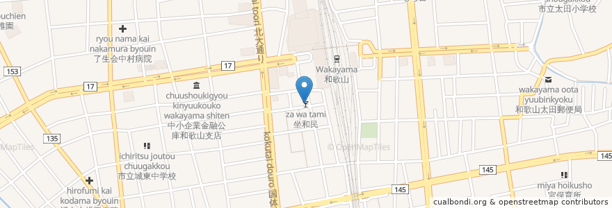 Mapa de ubicacion de 坐和民 en 일본, 와카야마현, 和歌山市.