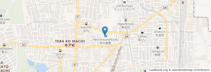 Mapa de ubicacion de 明光義塾 en Japan, Präfektur Kyōto, 向日市.