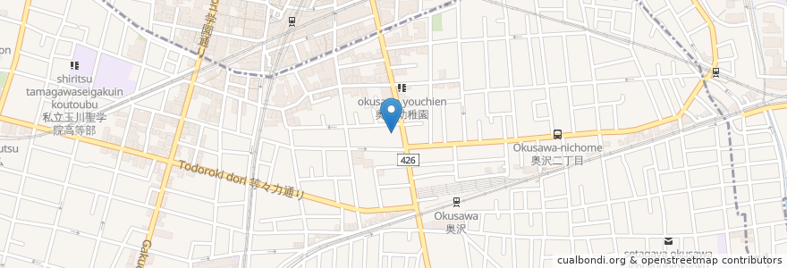 Mapa de ubicacion de Okusawa Shrine en Japan, Tokyo, Meguro.