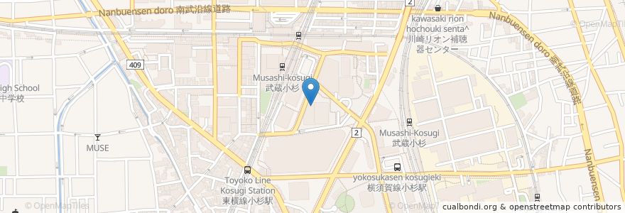 Mapa de ubicacion de 川崎市中原市民館 en 日本, 神奈川縣, 川崎市, 中原区.