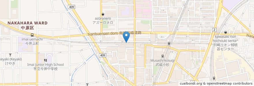 Mapa de ubicacion de JKSサイクルパーク en Japão, 神奈川県, 川崎市, 中原区.