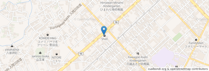 Mapa de ubicacion de Shell en ژاپن, 埼玉県, 川越市.