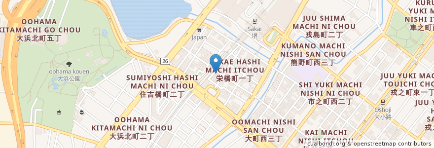Mapa de ubicacion de 八剣伝 堺駅前店 en Japão, 大阪府, 堺市, 堺区.